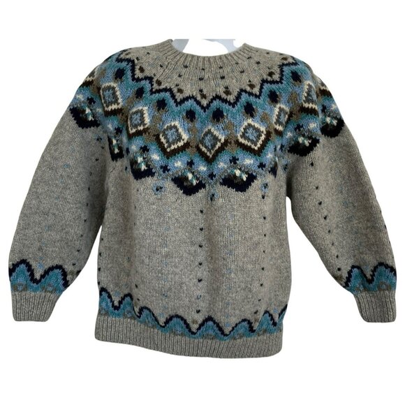 Nordstrom Other - Vtg BP Nordstrom Shetland Wool Pullover Sweater Large Gray Blue Chunky Nordic